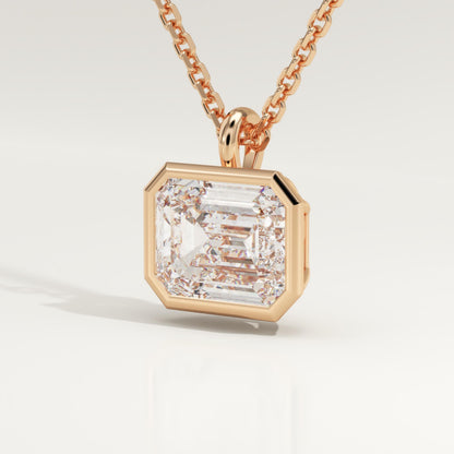 2 CT East West Emerald Lab-Grown Diamond Solitaire & Bezel Necklace