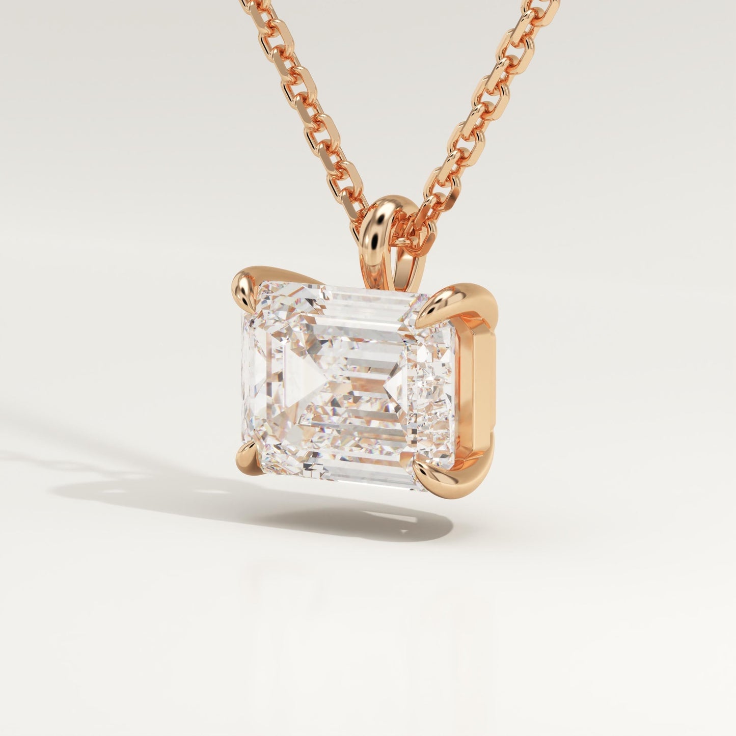 2 CT East West Emerald Lab-Grown Diamond Solitaire Necklace