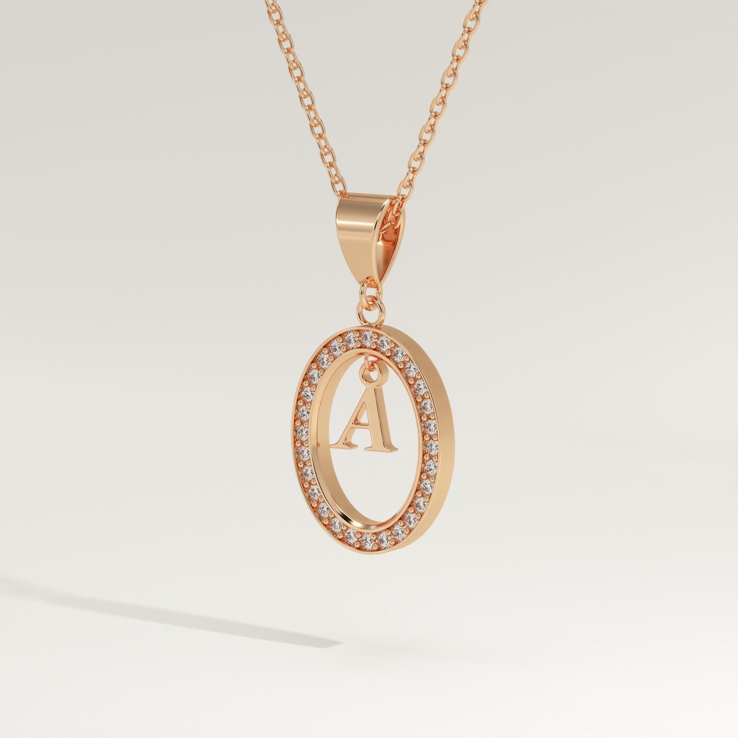 0.05 TCW Round Lab-Grown Diamond A Initial Necklace