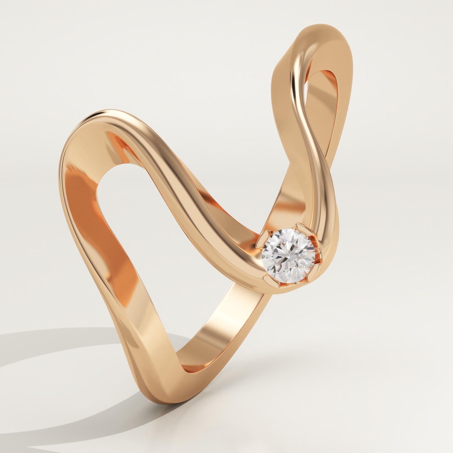 0.07 CT Round Lab-Grown Diamond Curved Wedding Band