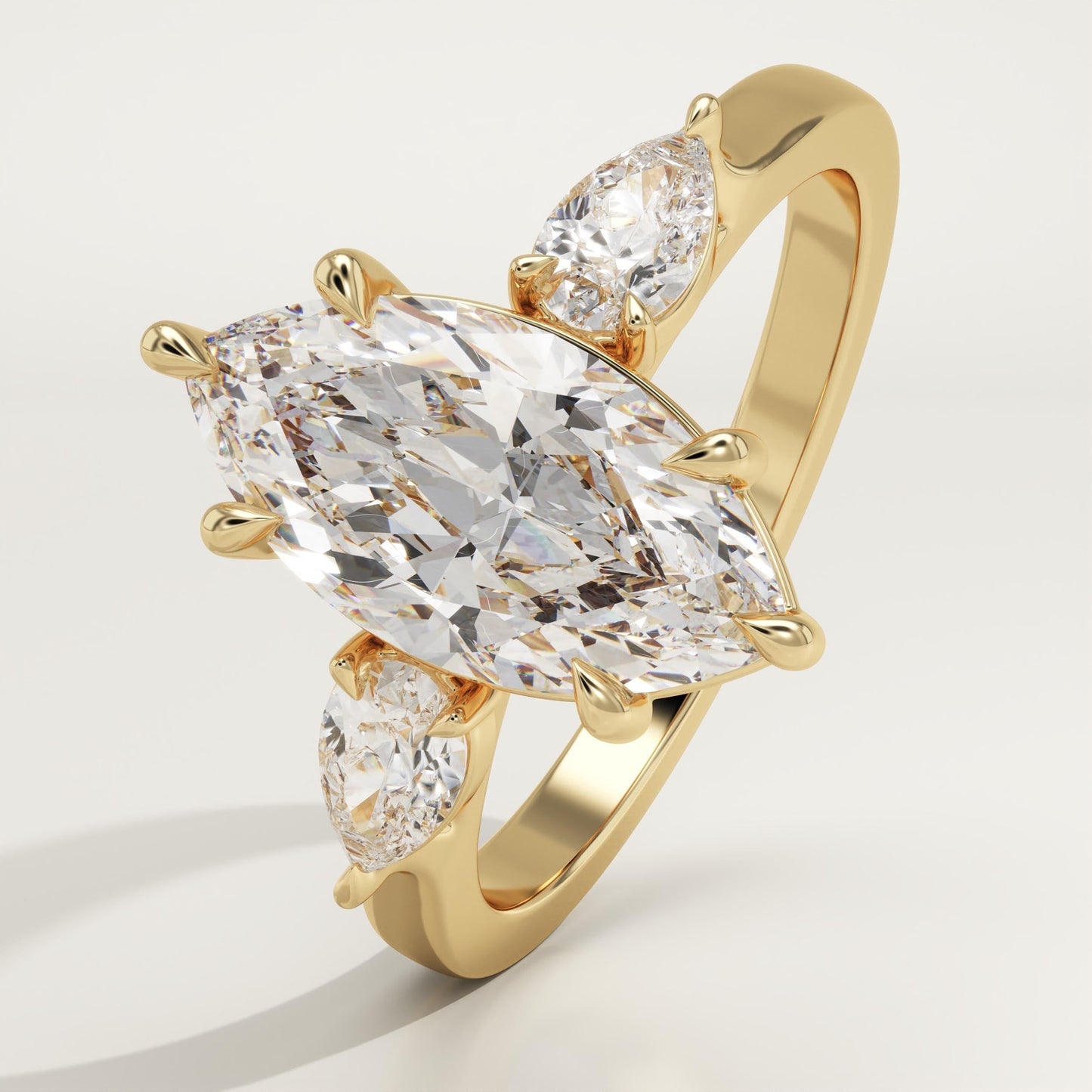 Marquise Cut Three stone Lab-Grown Diamond Engagement Ring