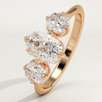 1 CT Elongated Cushion Cut Three Stone Moissanite Engagement Ring