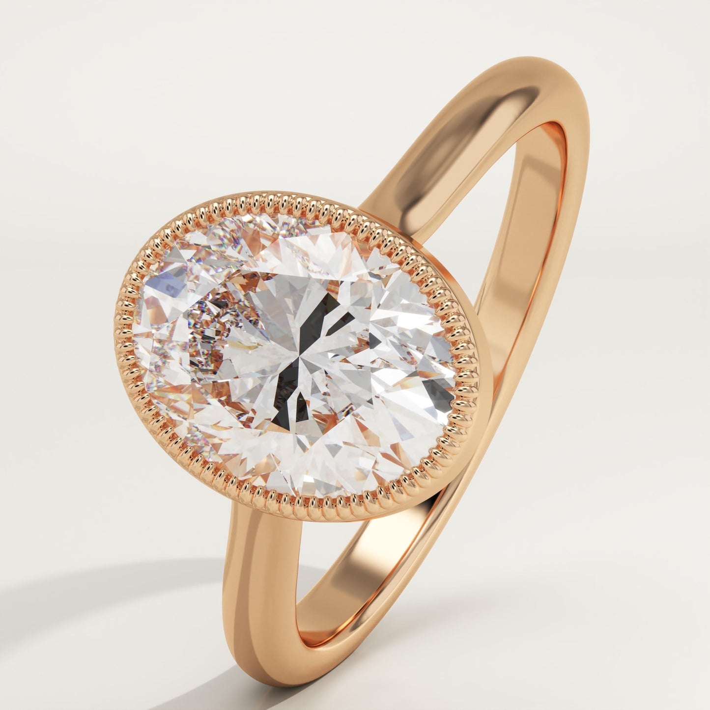 Oval Cut Bezel Lab-Grown Diamond Engagement Ring