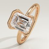 2.0 CT Emerald Cut Half Bezel Lab-Grown Diamond Engagement Ring