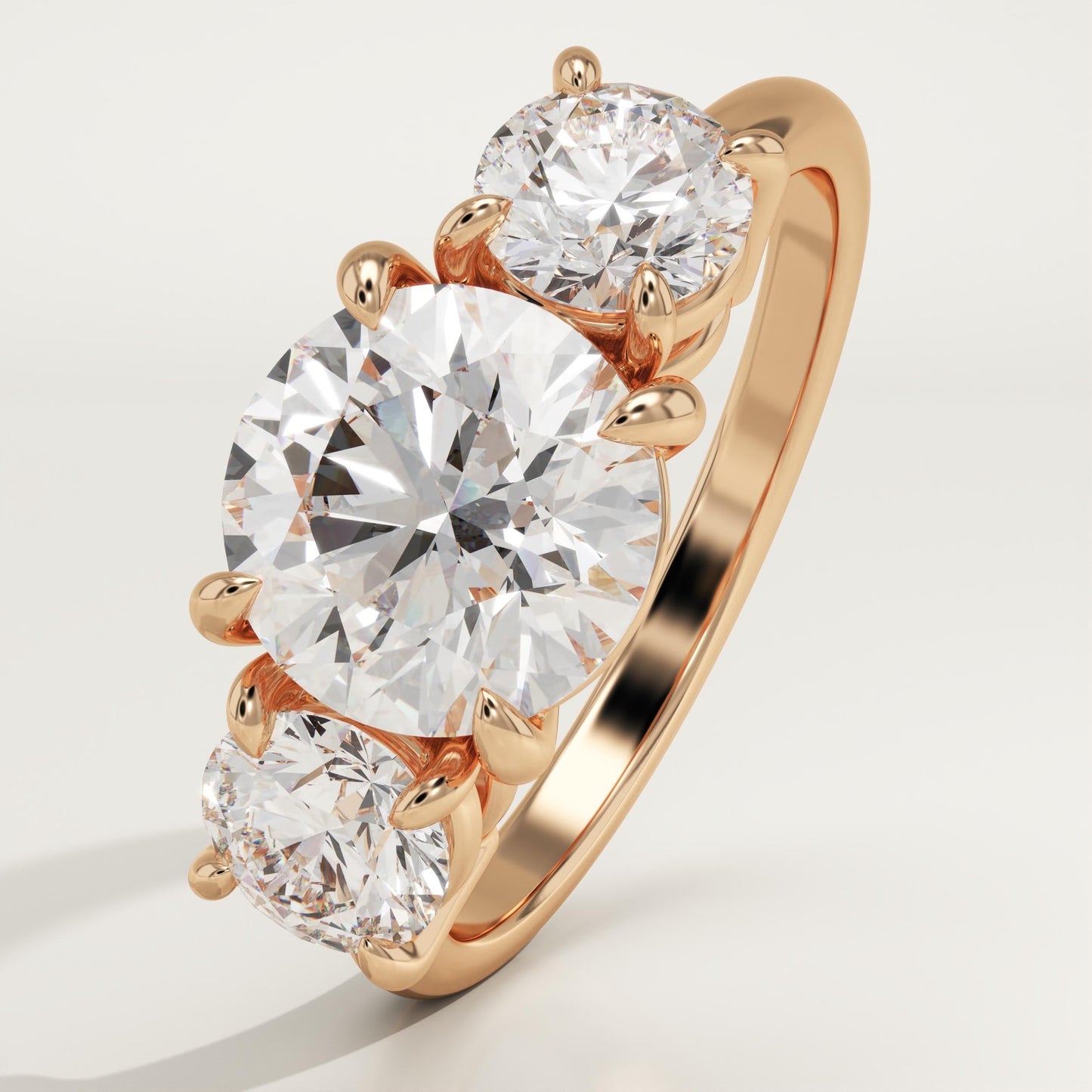 2 CT Round Cut Three Stone Moissanite Engagement Ring