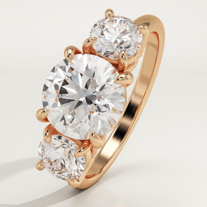 2 CT Round Cut Three Stone Moissanite Engagement Ring