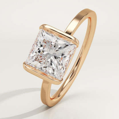 Princess Cut Half Bezel Lab-Grown Diamond Engagement Ring