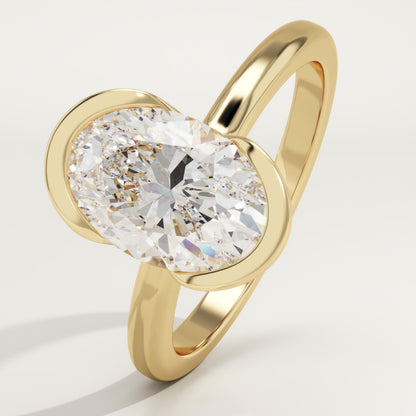 Oval Cut Half Bezel Lab-Grown Diamond Engagement Ring