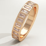 0.44 TCW Baguette Cut Lab-Grown Diamond Half Eternity Bezel Wedding Band