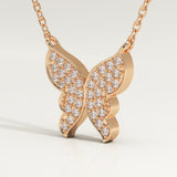 0.094 TCW Round Lab-Grown Diamond Butterfly Charm Necklace