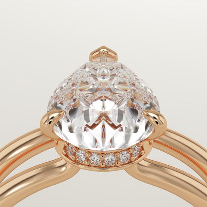 Pear Cut Double Shank Hidden Halo Lab-Grown Diamond Engagement Ring
