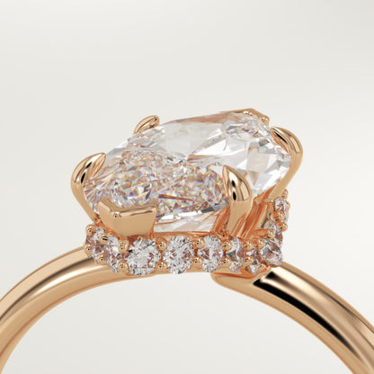1.75 CT Marquise Cut Hidden Halo Moissanite Engagement Ring