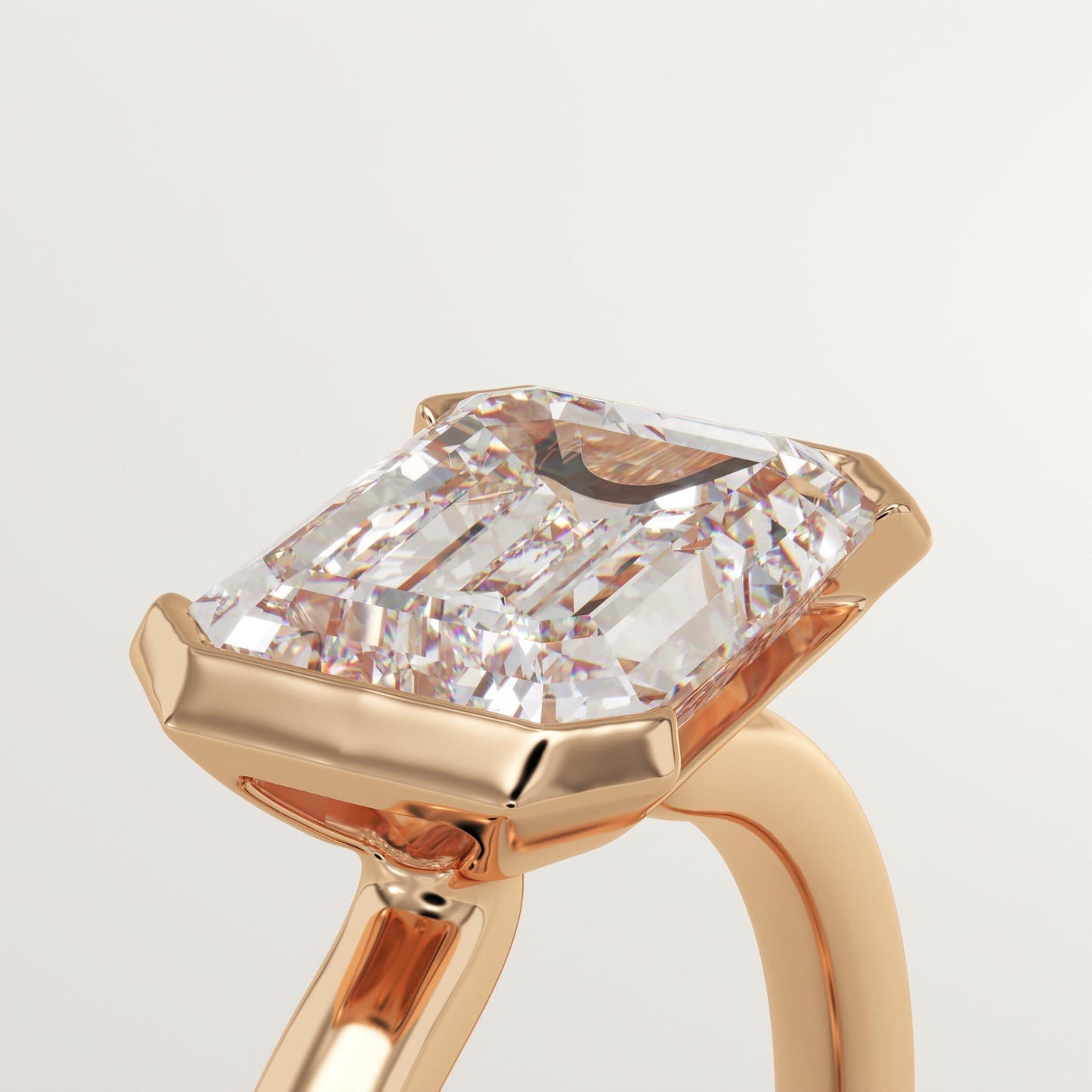 1.75 CT Emerald Cut Half Bezel Moissanite Engagement Ring