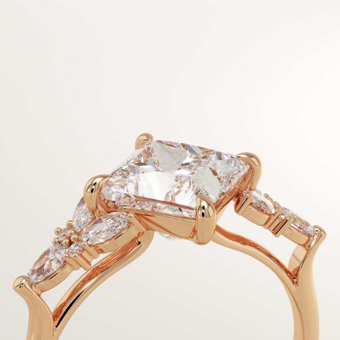Princess Cut Cluster Lab-Grown Diamond Engagement Ring