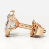 1 TCW Oval Half Bezel Lab-Grown Diamond Stud Earrings