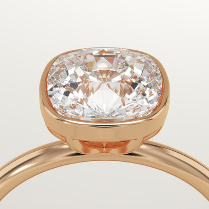 Cushion Cut Bezel Lab-Grown Diamond Engagement Ring