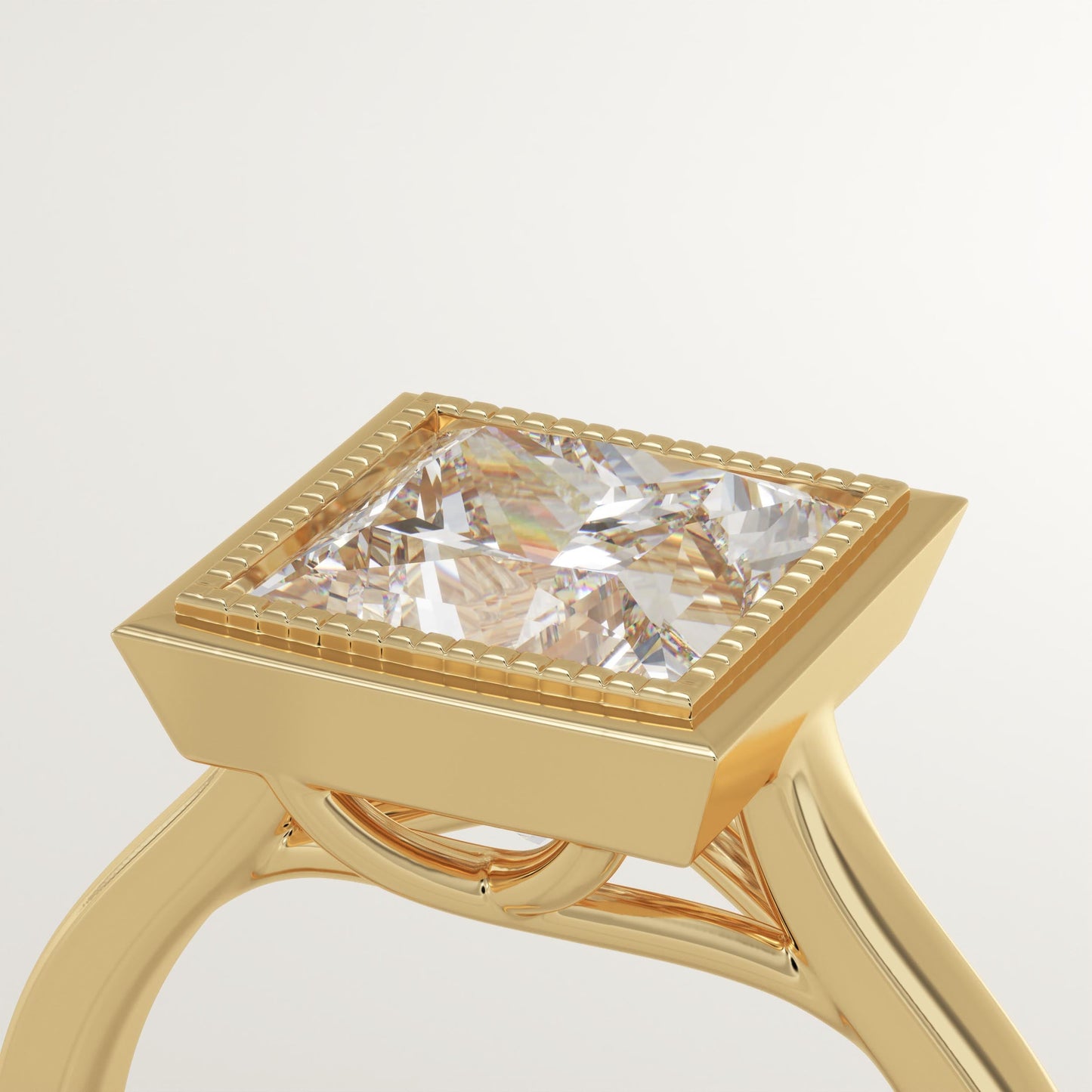 Princess Cut Bezel Lab-Grown Diamond Engagement Ring