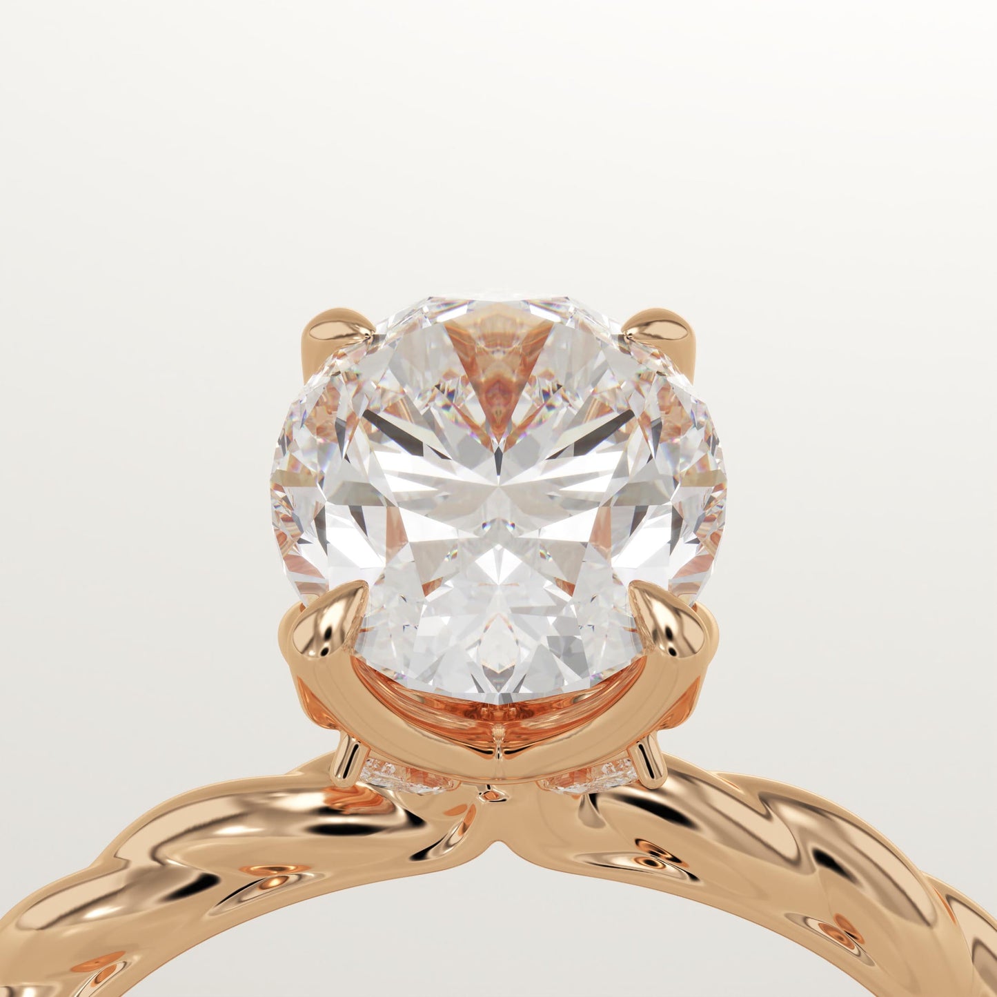 Oval Cut Twisted Shank Lab-Grown Diamond Engagement Ring
