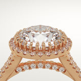 2.0 CT Round Cut Halo & Pave Lab-Grown Diamond Engagement Ring