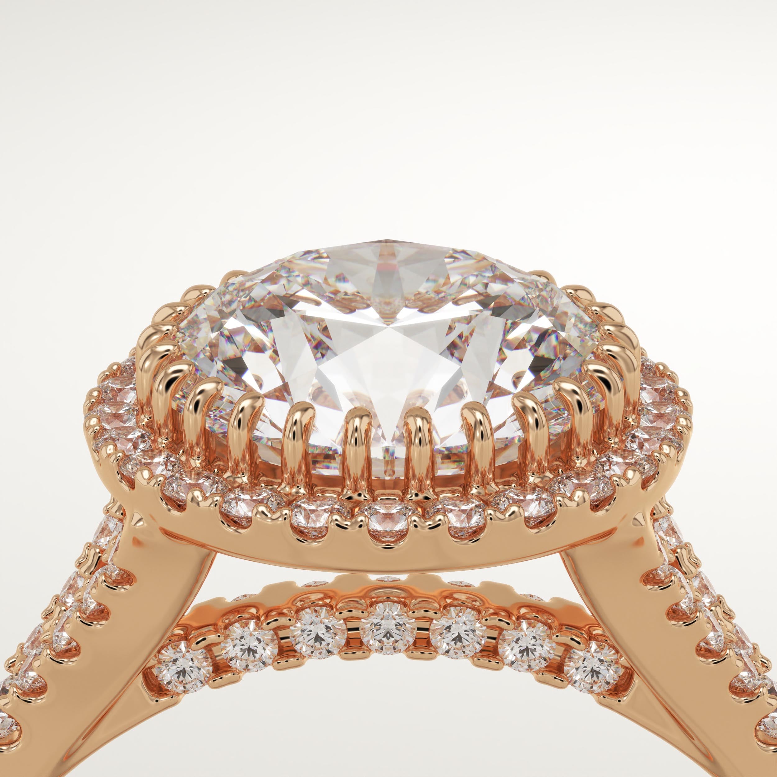 2.0 CT Round Cut Halo & Pave Lab-Grown Diamond Engagement Ring