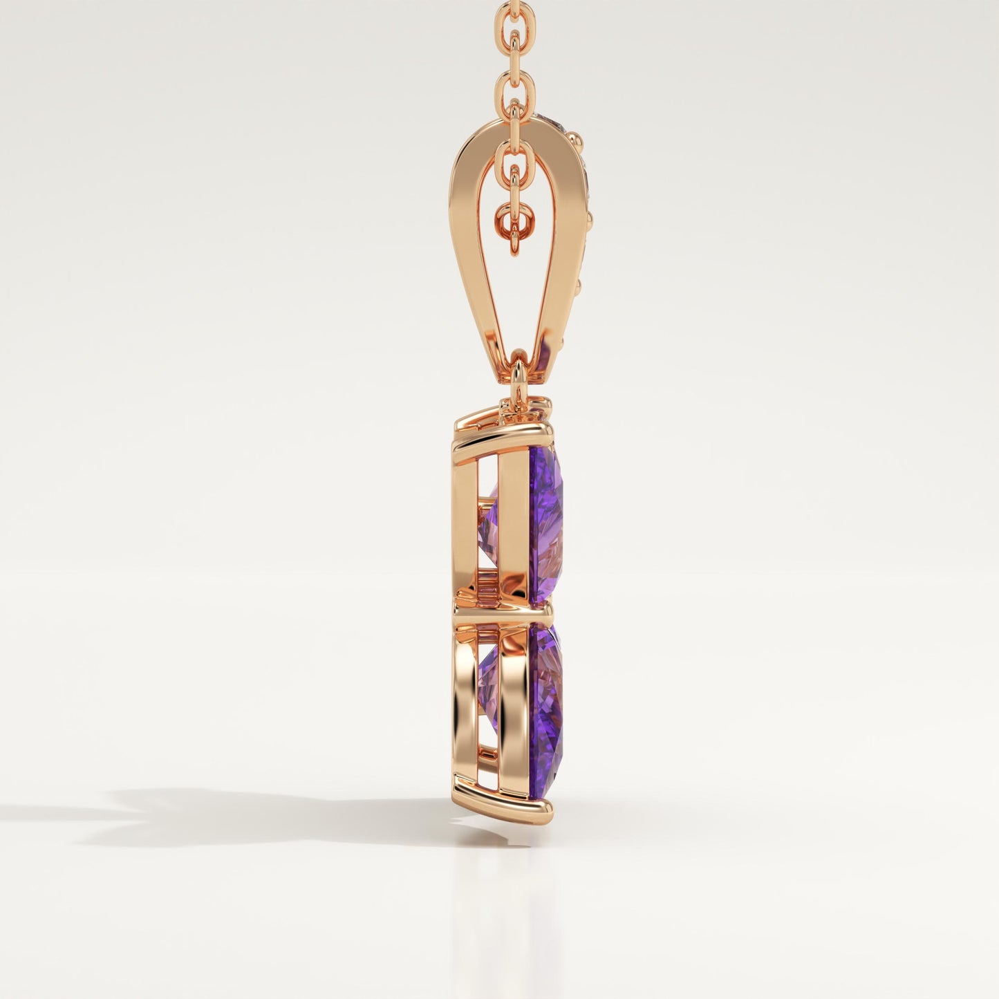 0.72 TCW Round & Pear February-Amethyst Birthstone Necklace