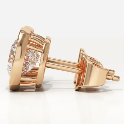 1 TCW Round Bezel Lab-Grown Diamond Stud Earrings