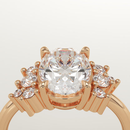Oval Cut Cluster Lab-Grown Diamond Engagement Ring