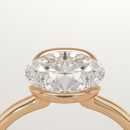 East West Oval Cut Half Bezel Lab-Grown Diamond Engagement Ring