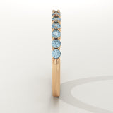 0.33 TCW Round Shaped March-Aquamarine Birthstone Wedding Band