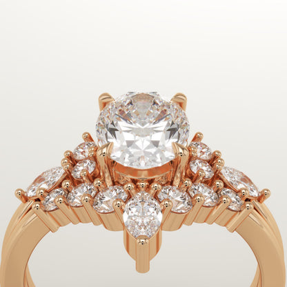 Oval Cut Cluster Lab-Grown Diamond Bridal Set