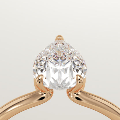 1.25 CT Pear Cut Solitaire Moissanite Engagement Ring