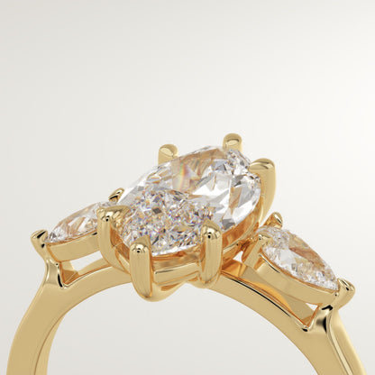 Marquise Cut Three stone Lab-Grown Diamond Engagement Ring