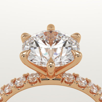 Round Cut Pave Lab-Grown Diamond Engagement Ring