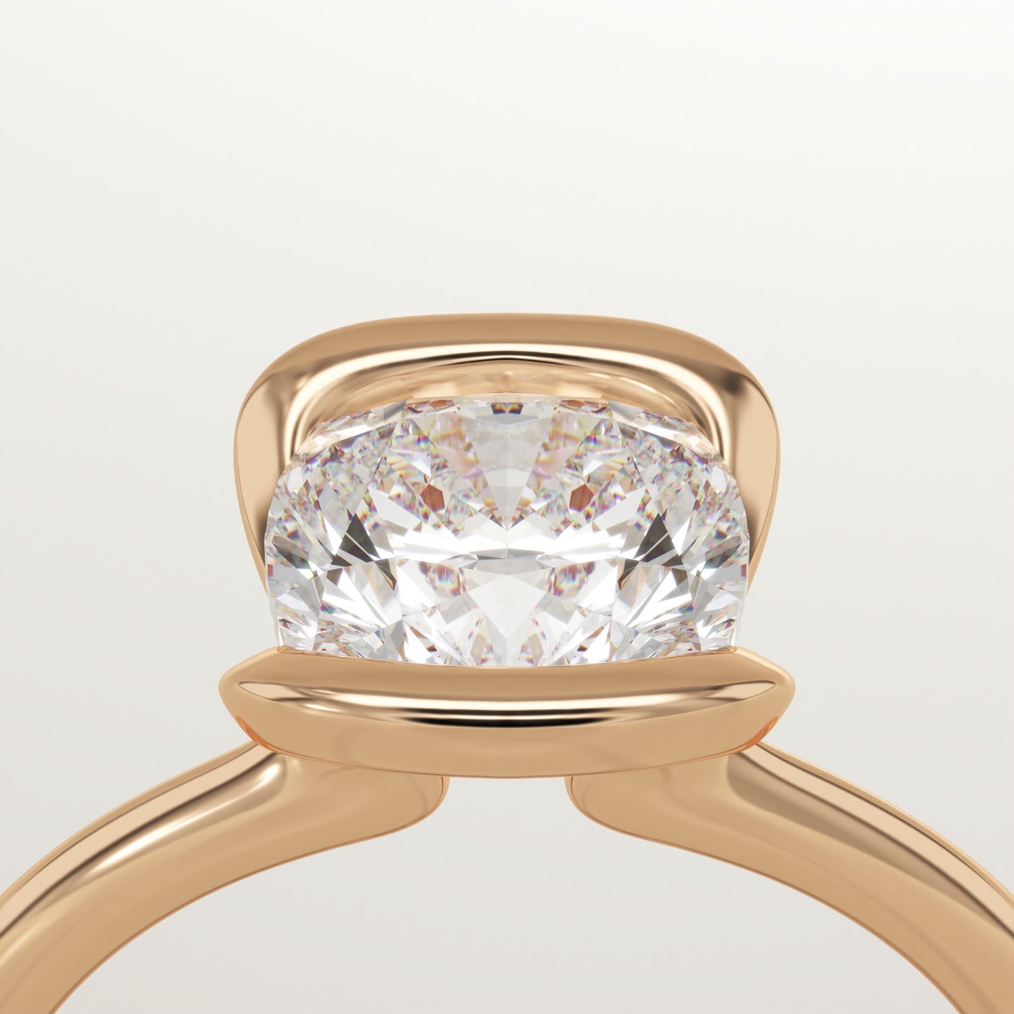 Cushion Cut Half Bezel Lab-Grown Diamond Engagement Ring