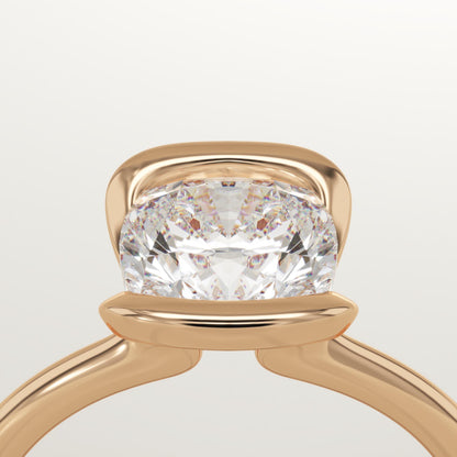 Cushion Cut Half Bezel Lab-Grown Diamond Engagement Ring
