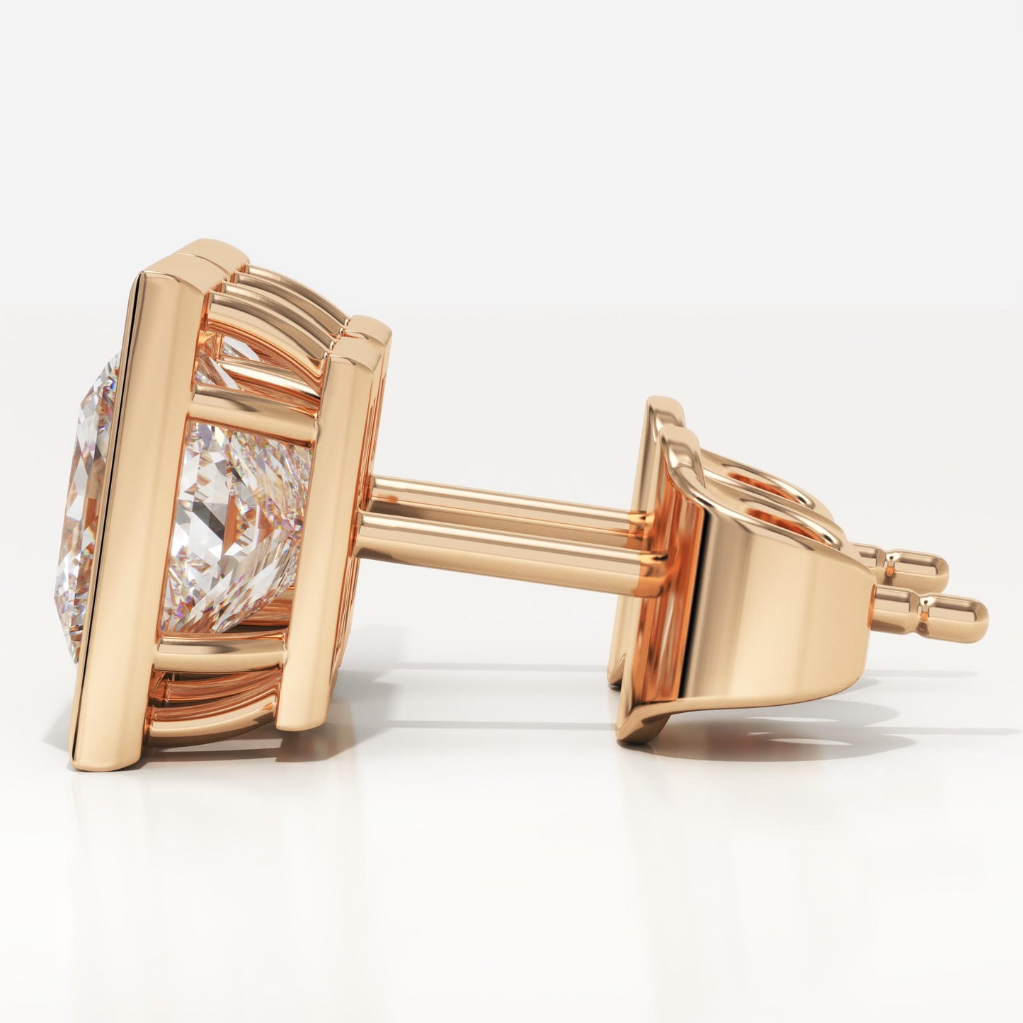 1 TCW Princess Bezel Lab-Grown Diamond Stud Earrings