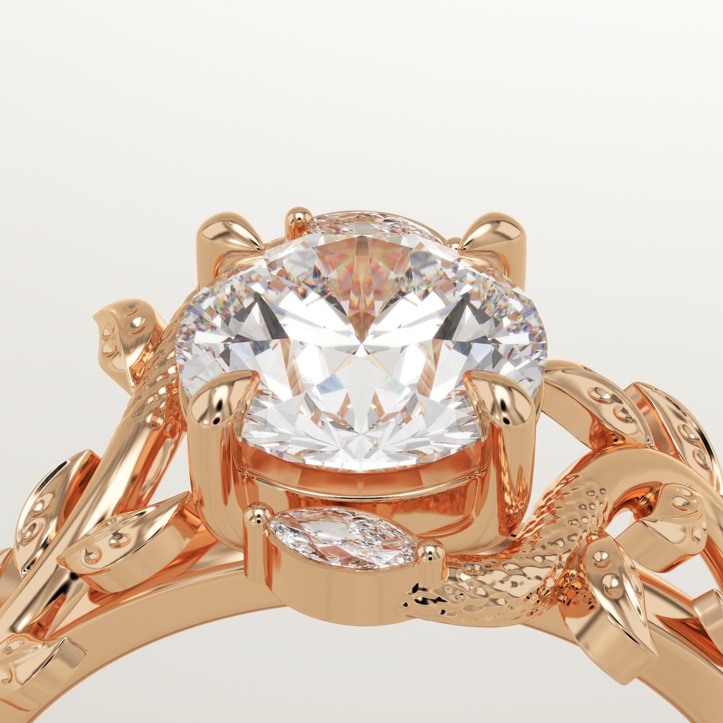 Round Cut Nature Inspired Lab-Grown Diamond Engagement Ring