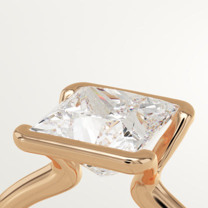 Princess Cut Half Bezel Lab-Grown Diamond Engagement Ring