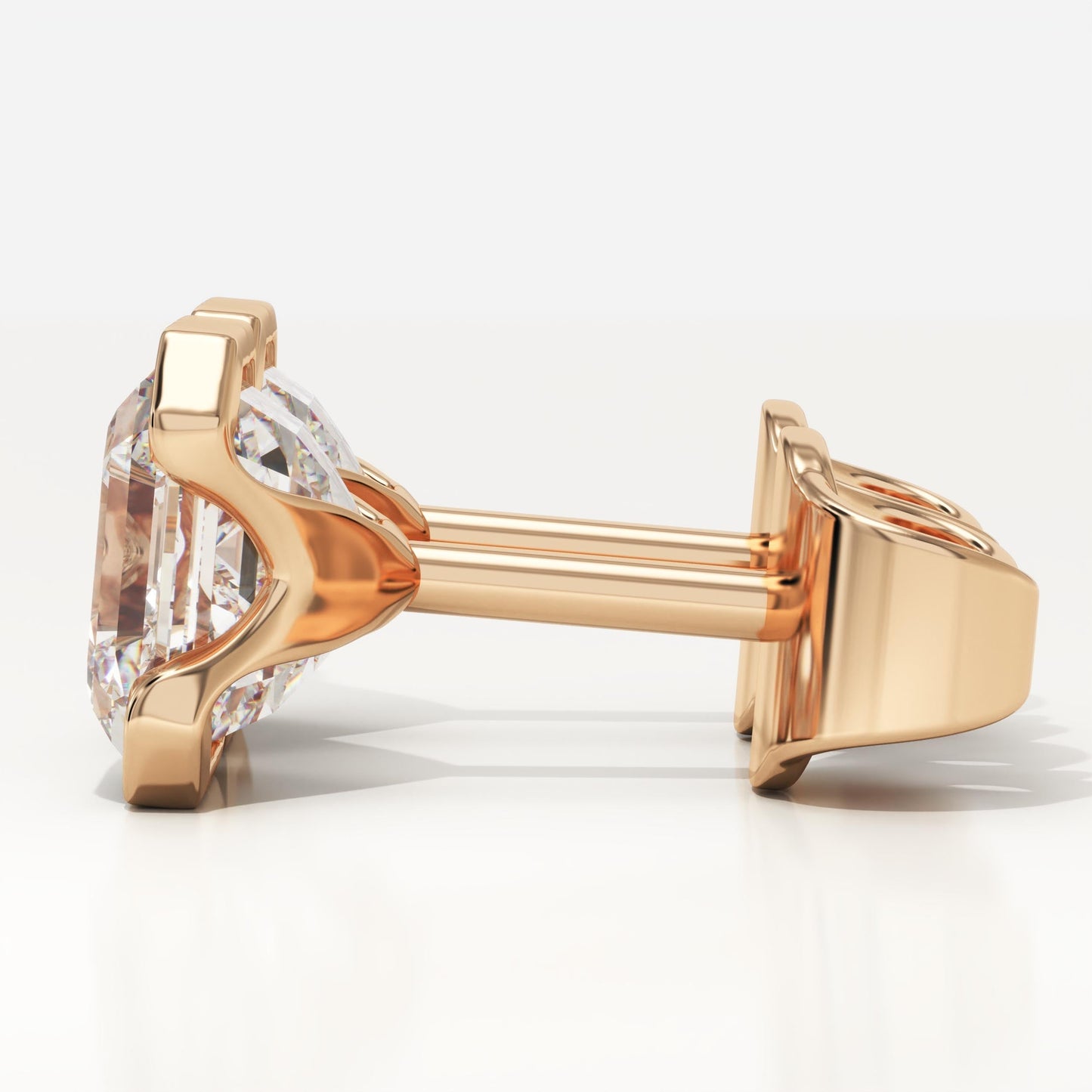 1 TCW Asscher Half Bezel Lab-Grown Diamond Stud Earrings