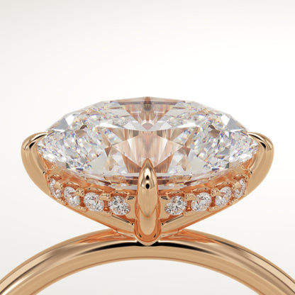2.25 CT East West Oval Cut Hidden Halo Moissanite Engagement Ring