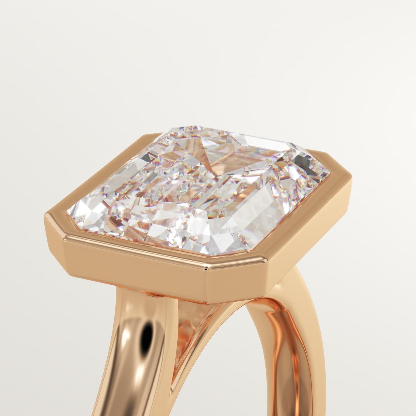East West Emerald Cut Bezel Lab-Grown Diamond Engagement Ring