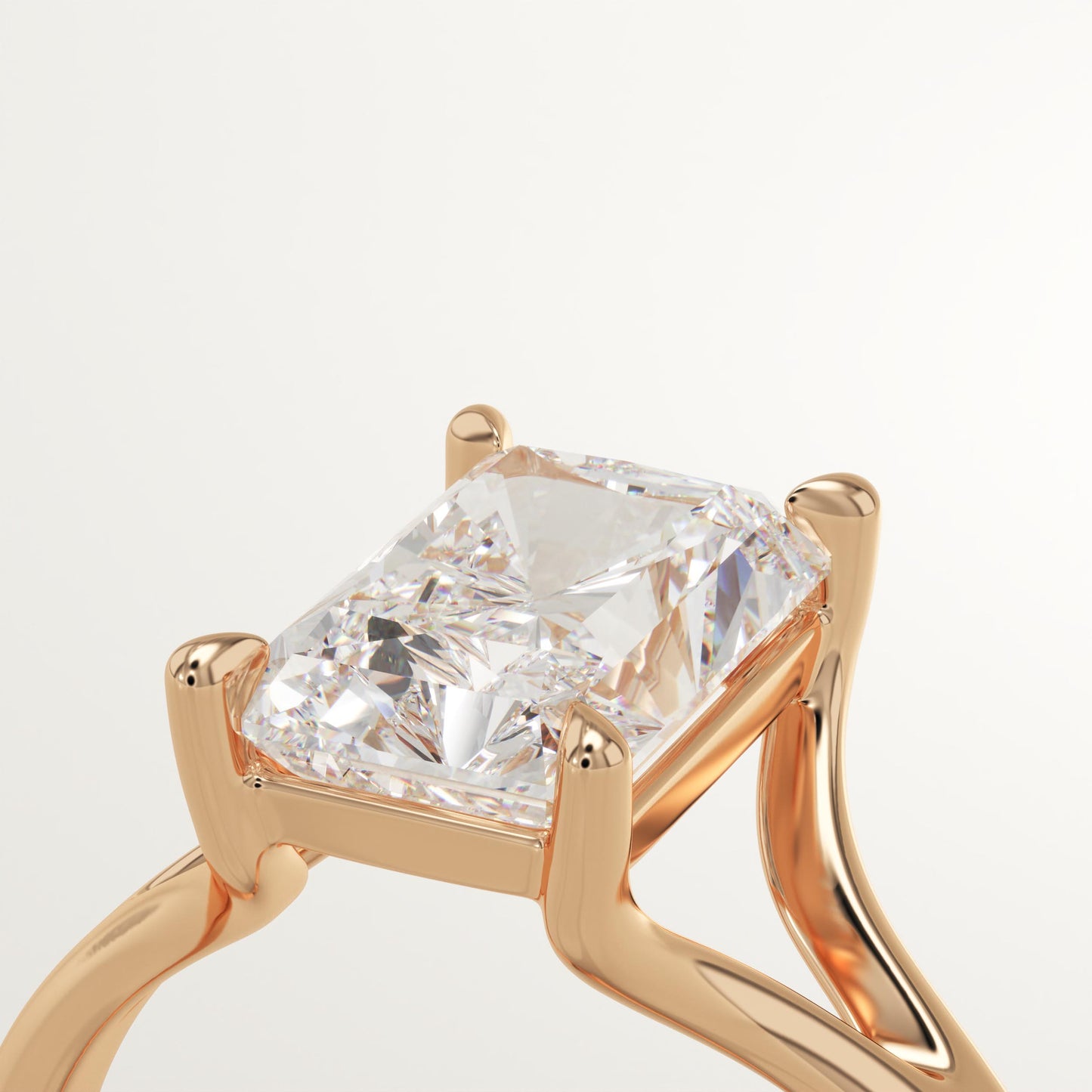 Radiant Cut Solitaire Split Shank Lab-Grown Diamond Engagement Ring