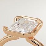 2.0 CT Emerald Cut Half Bezel Lab-Grown Diamond Engagement Ring