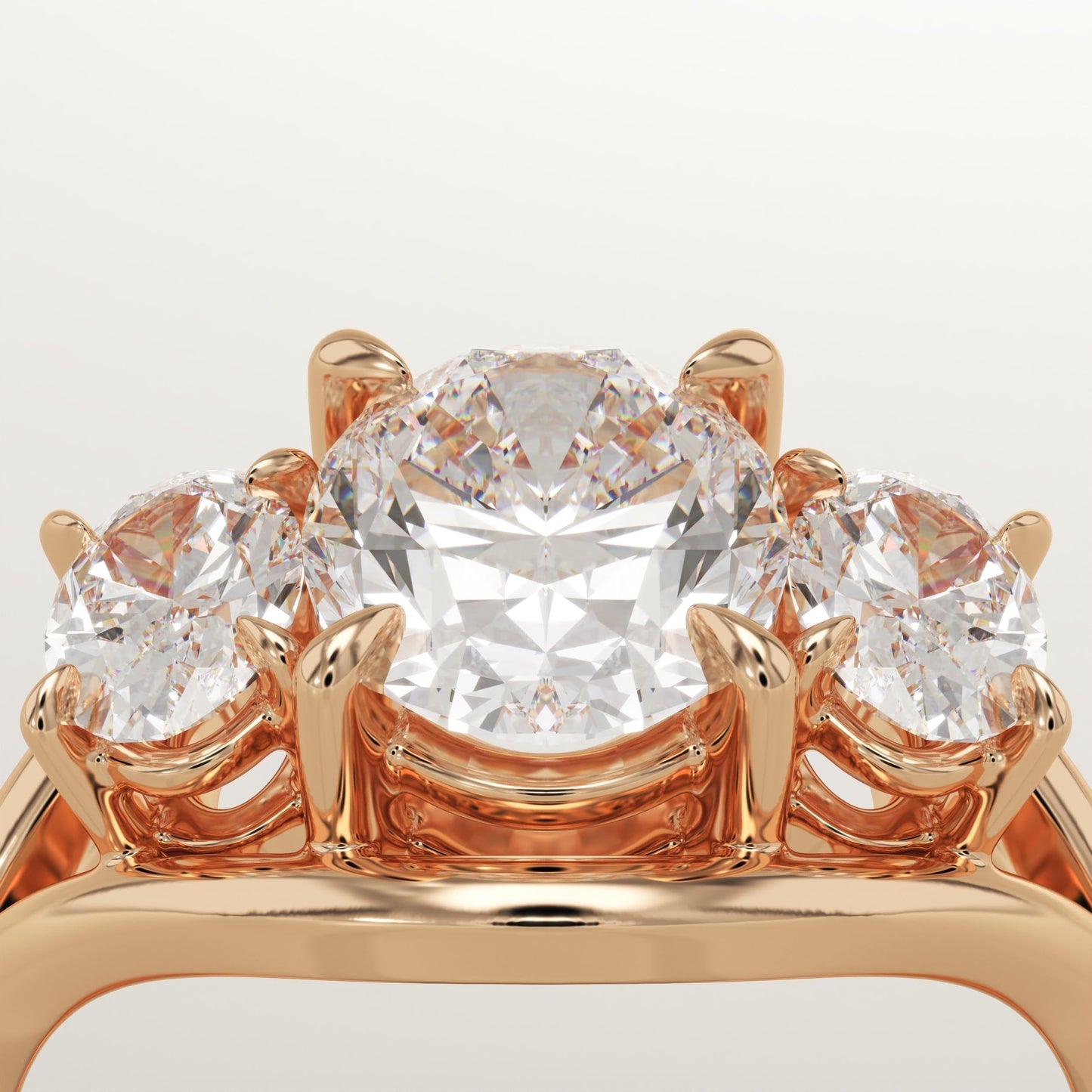 Oval Cut Three Stone Split Shank Lab-Grown Diamond Engagement Ring