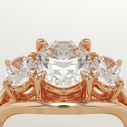 Oval Cut Three Stone Split Shank Lab-Grown Diamond Engagement Ring