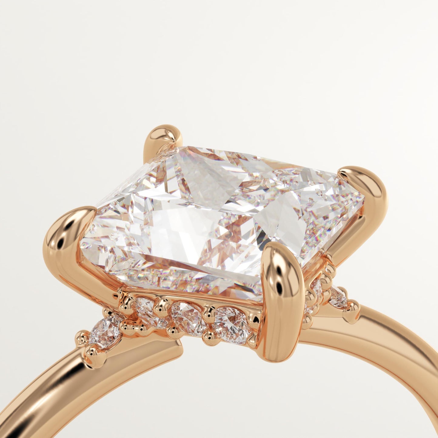 2.25 CT Princess Cut Hidden Halo Moissanite Engagement Ring