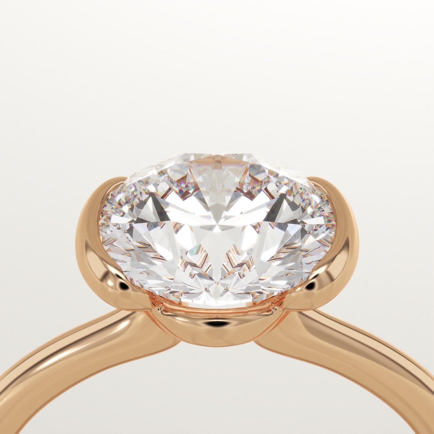 Round Cut Half Bezel Lab-Grown Diamond Engagement Ring