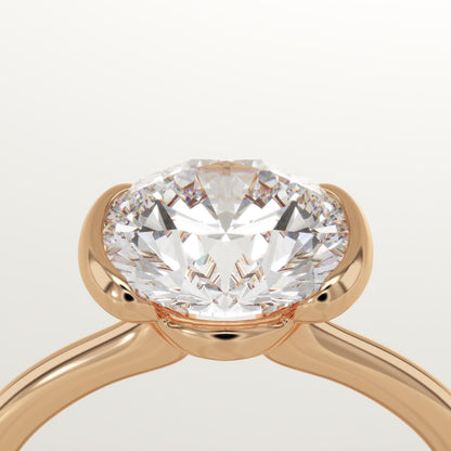 Round Cut Half Bezel Lab-Grown Diamond Engagement Ring