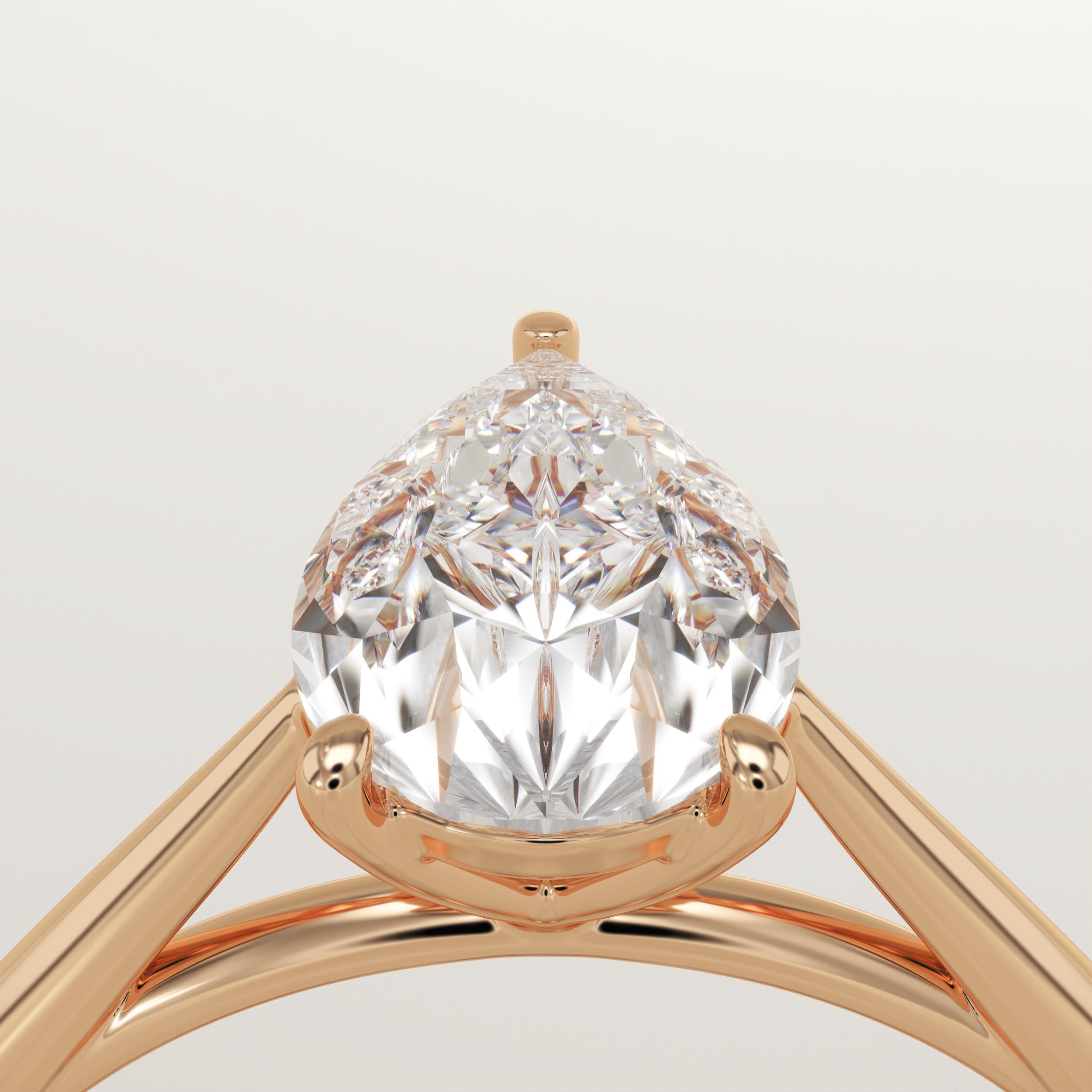 2.0 CT Pear Cut Solitaire Lab-Grown Diamond Engagement Ring