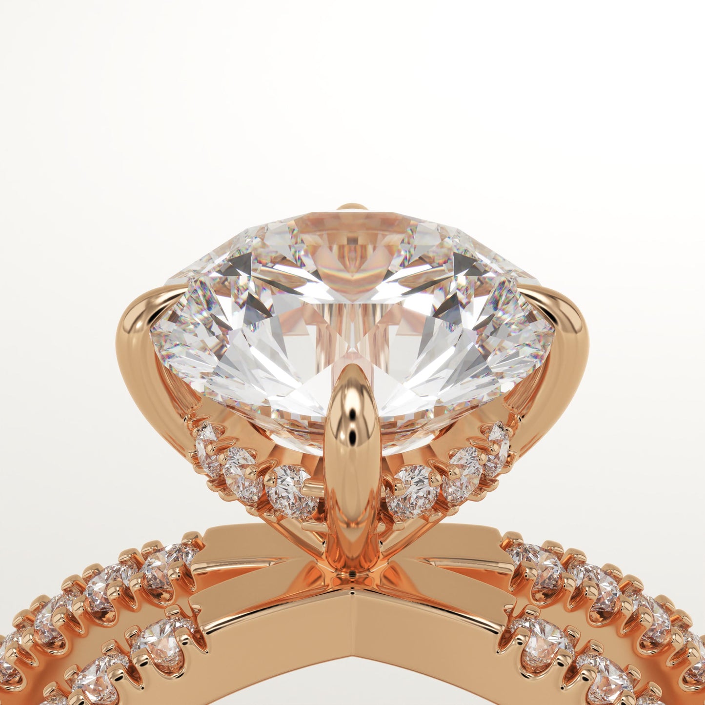 Round Cut Hidden Halo & Criss Cross Pave Lab-Grown Diamond Engagement Ring